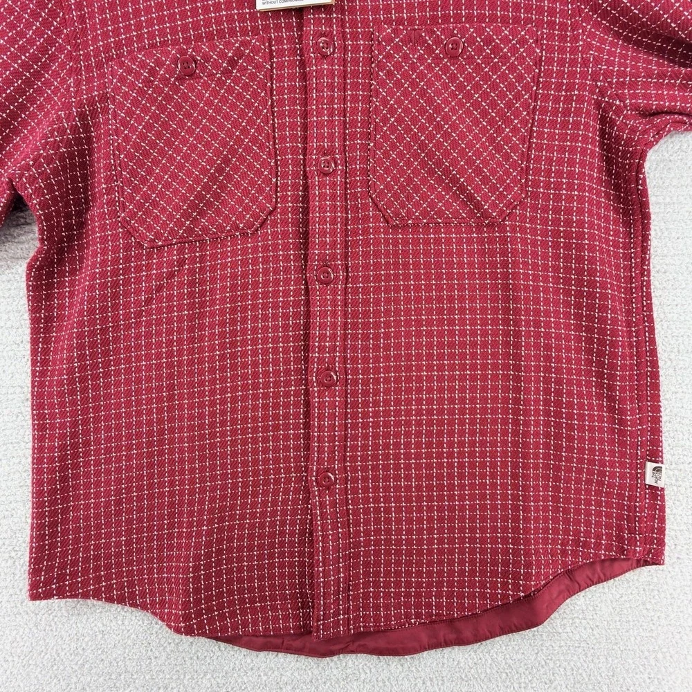 The North Face Valley Twill Flannel Shirt Mens Medium Red Plaid Long Sleeve